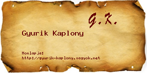 Gyurik Kaplony névjegykártya